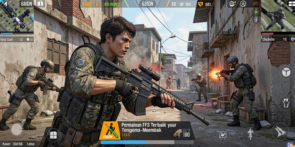 Gameplay mendebarkan dari 68IDN dengan aksi tembak-menembak intens.