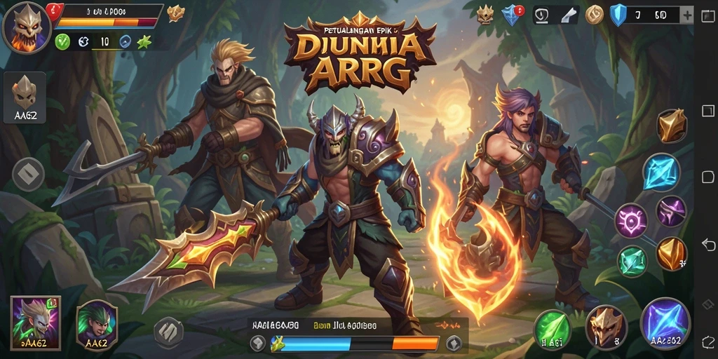 Screenshot gameplay ARPG yang menampilkan pertempuran epik di dunia AA62.