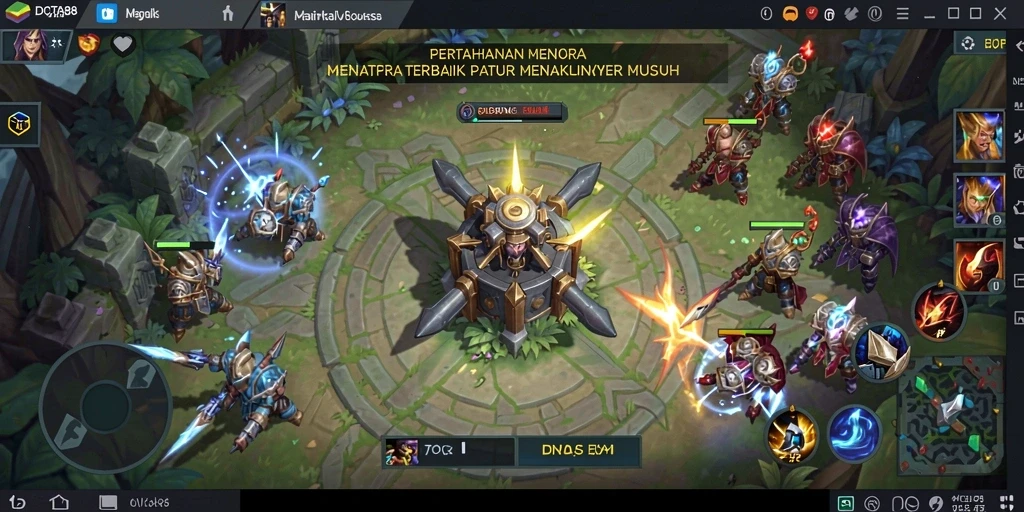 Screenshot DOTA88 menampilkan gameplay menara pertahanan yang seru.