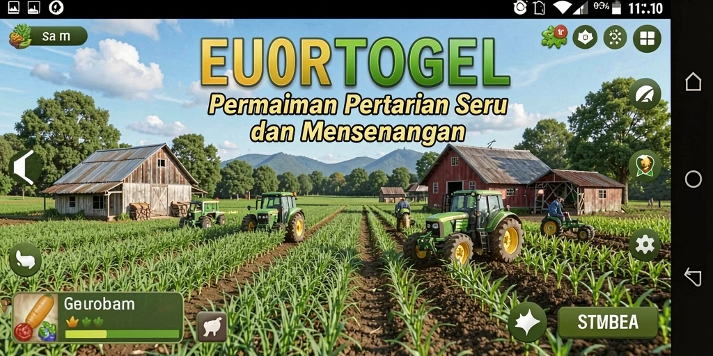 Tampilan gameplay <strong>EUROTOGEL</strong> yang menggambarkan aktivitas bertani.