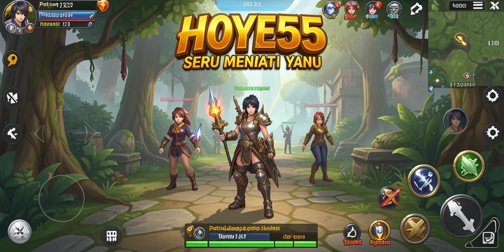 Screenshot gameplay HOYE55 menampilkan petualangan menegangkan di dunia fantastis.