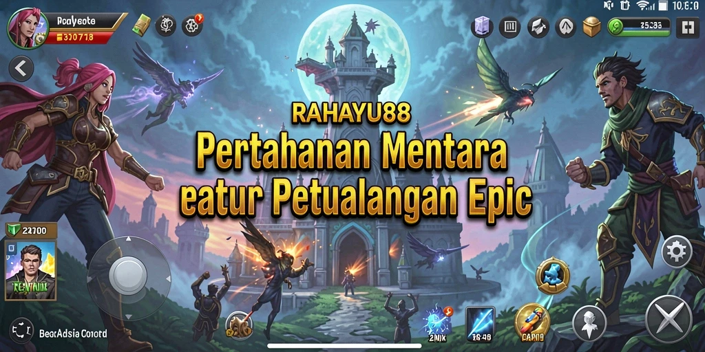 Tampilan gameplay <strong>RAHAYU88</strong> yang menyenangkan dengan menara dan musuh yang beragam.
